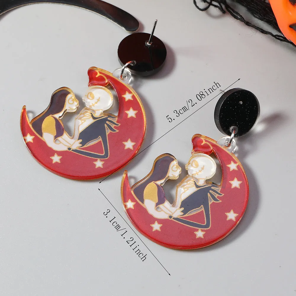 Wholesale Cute Halloween Collection Simple Fashion Acrylic Christmas Night Terror Personality Print Earrings