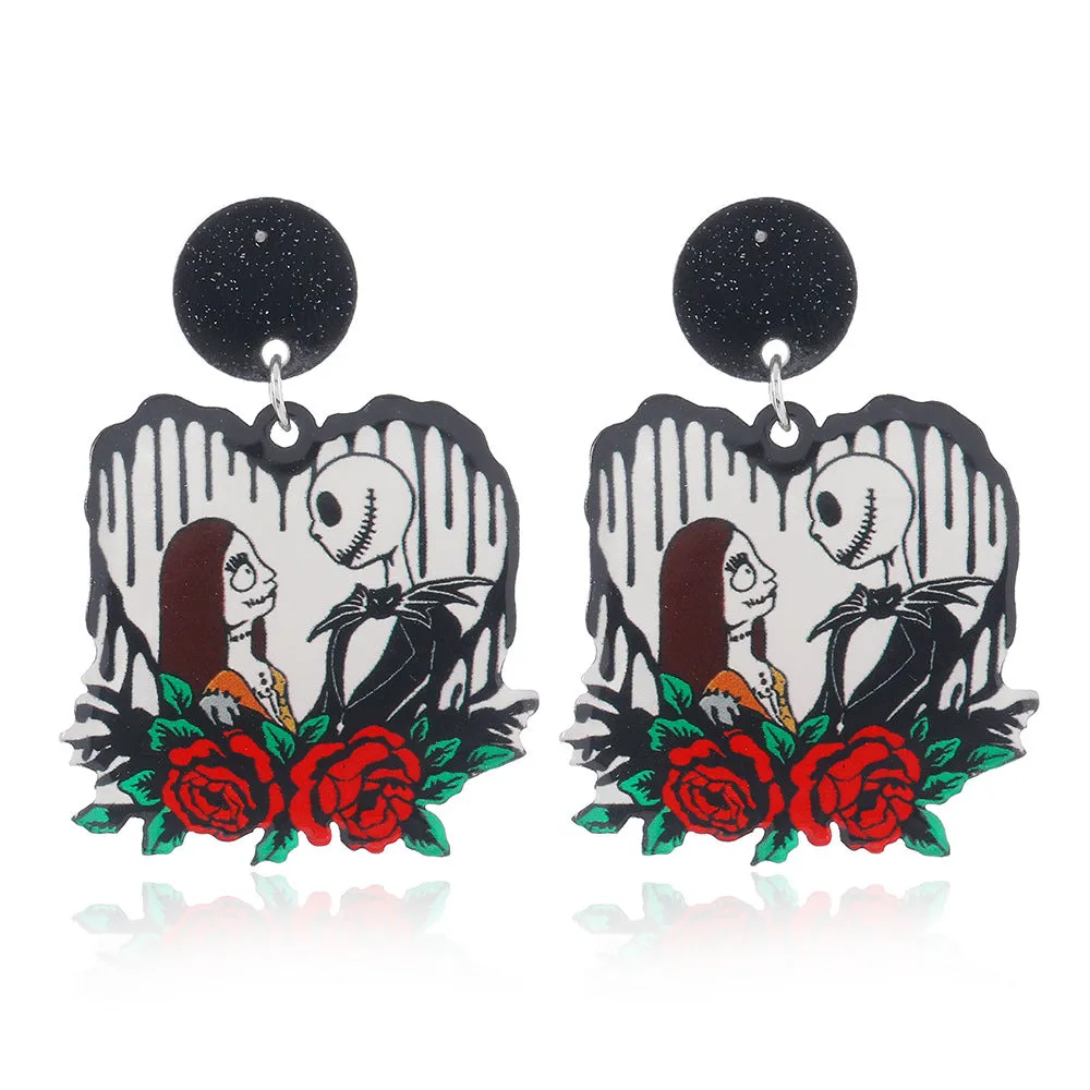 Wholesale Cute Halloween Collection Simple Fashion Acrylic Christmas Night Terror Personality Print Earrings