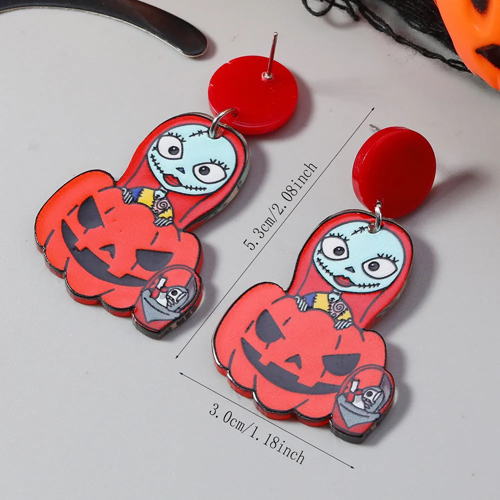 Wholesale Cute Halloween Collection Simple Fashion Acrylic Christmas Night Terror Personality Print Earrings