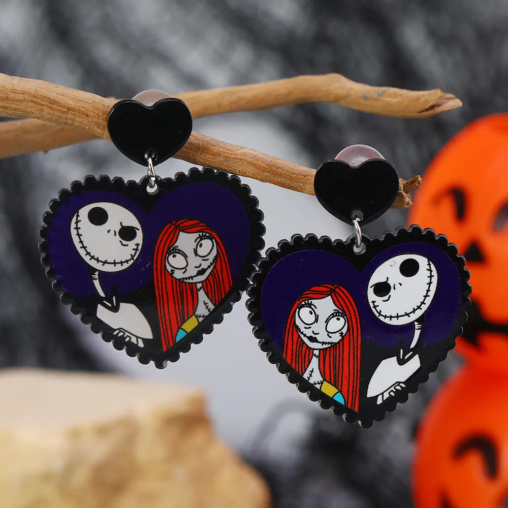 Wholesale Cute Halloween Collection Simple Fashion Acrylic Christmas Night Terror Personality Print Earrings