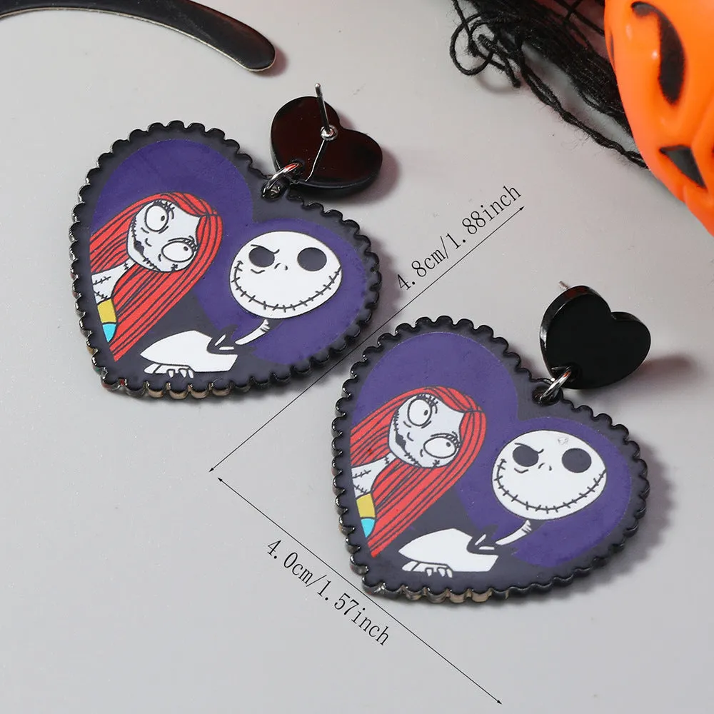 Wholesale Cute Halloween Collection Simple Fashion Acrylic Christmas Night Terror Personality Print Earrings