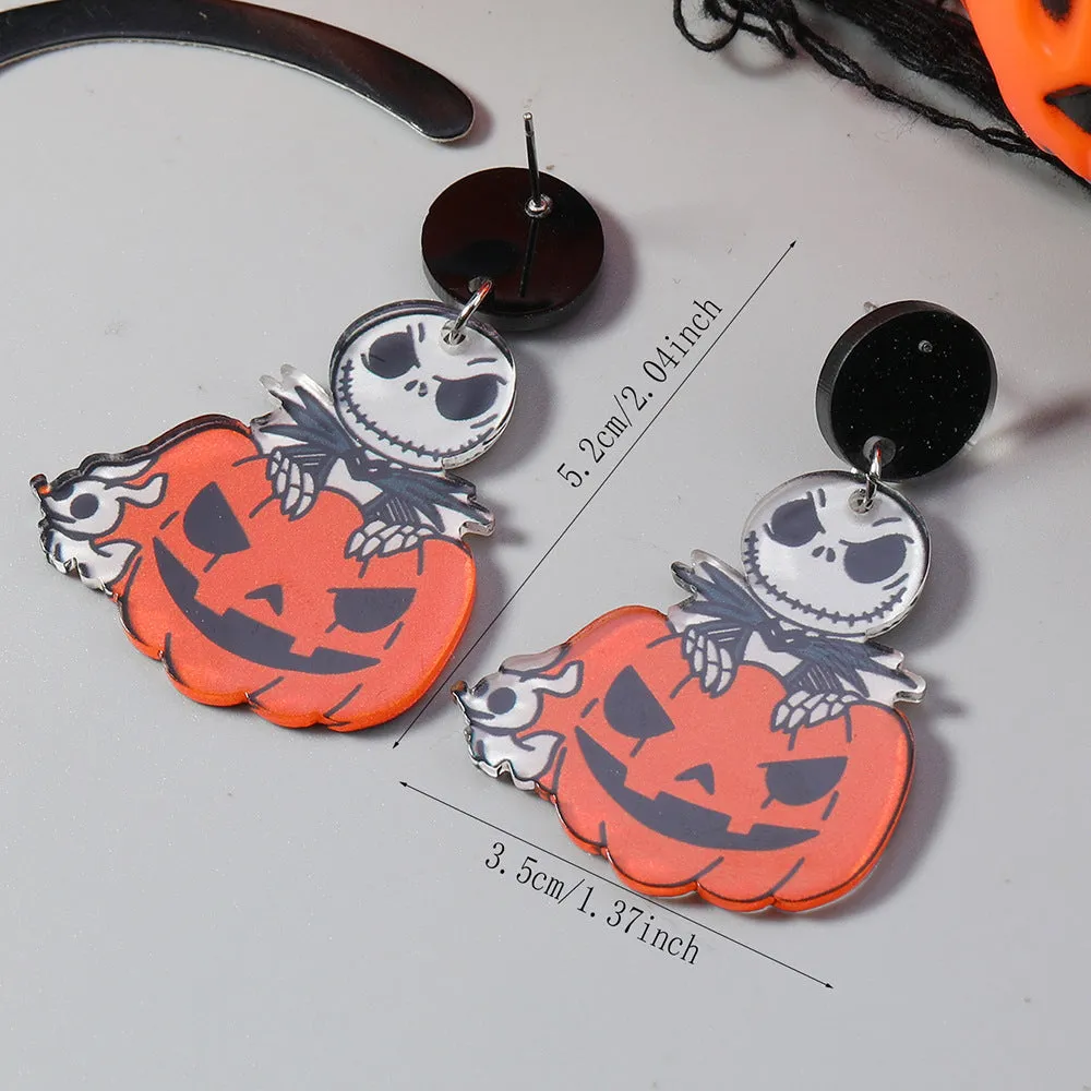 Wholesale Cute Halloween Collection Simple Fashion Acrylic Christmas Night Terror Personality Print Earrings