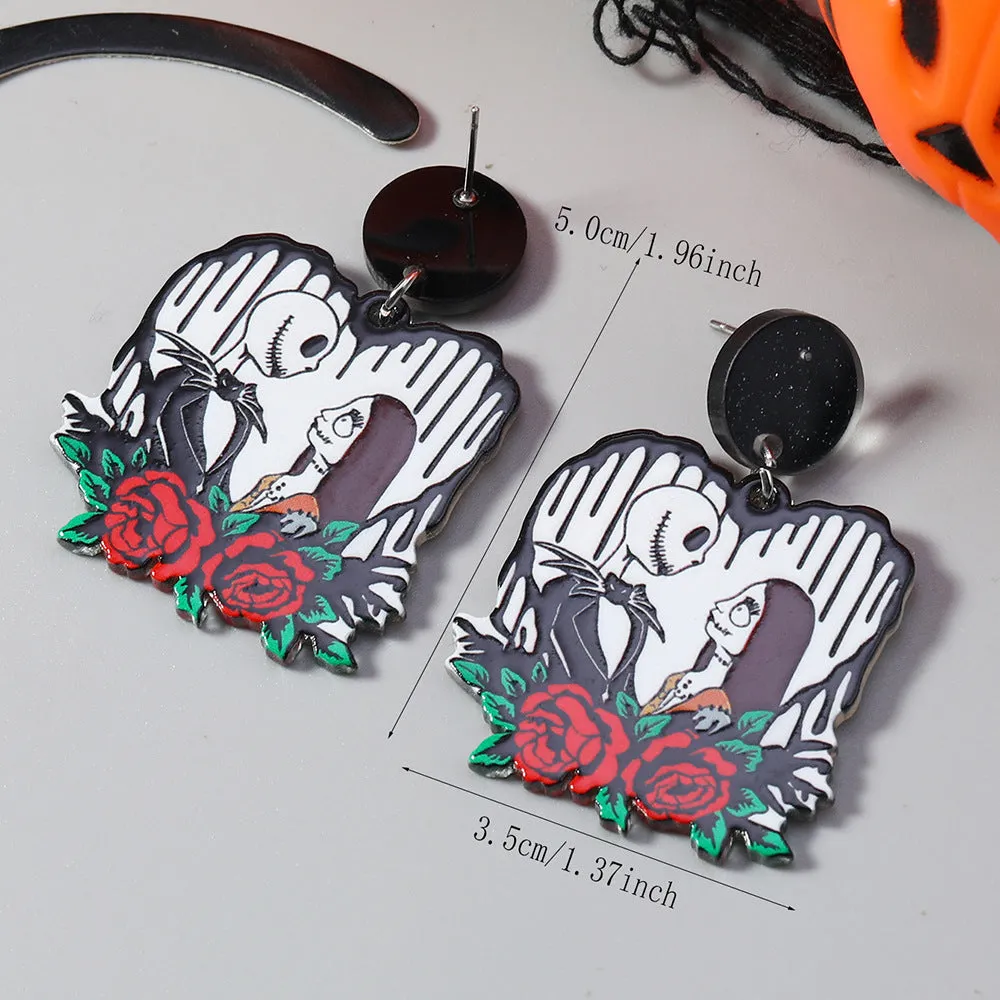 Wholesale Cute Halloween Collection Simple Fashion Acrylic Christmas Night Terror Personality Print Earrings