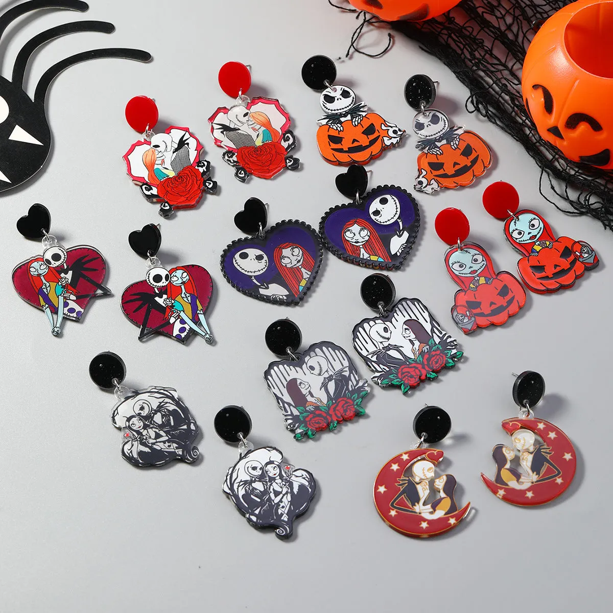 Wholesale Cute Halloween Collection Simple Fashion Acrylic Christmas Night Terror Personality Print Earrings