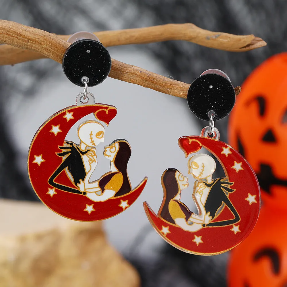 Wholesale Cute Halloween Collection Simple Fashion Acrylic Christmas Night Terror Personality Print Earrings