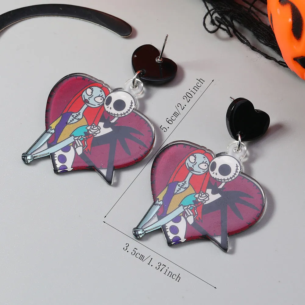 Wholesale Cute Halloween Collection Simple Fashion Acrylic Christmas Night Terror Personality Print Earrings