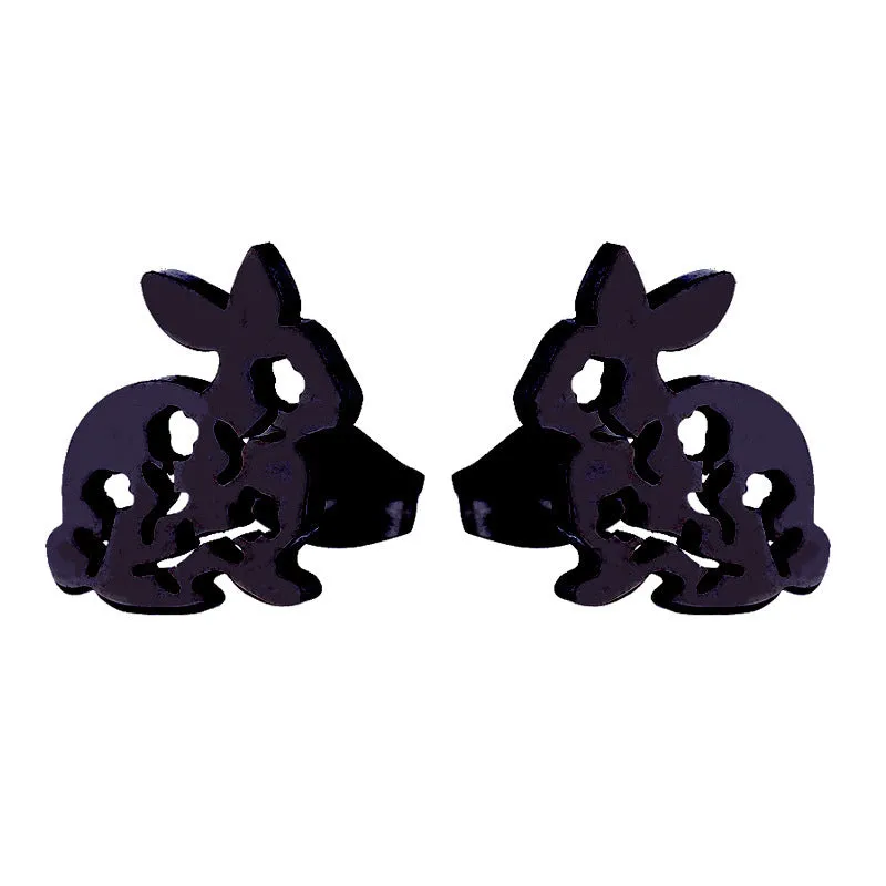 Wholesale Cute Hollow Rabbit Stainless steel Ear Studs