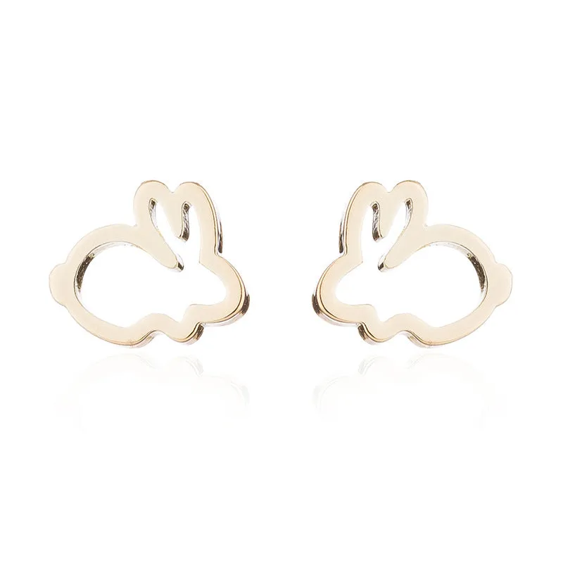 Wholesale Cute Hollow Rabbit Stainless steel Ear Studs