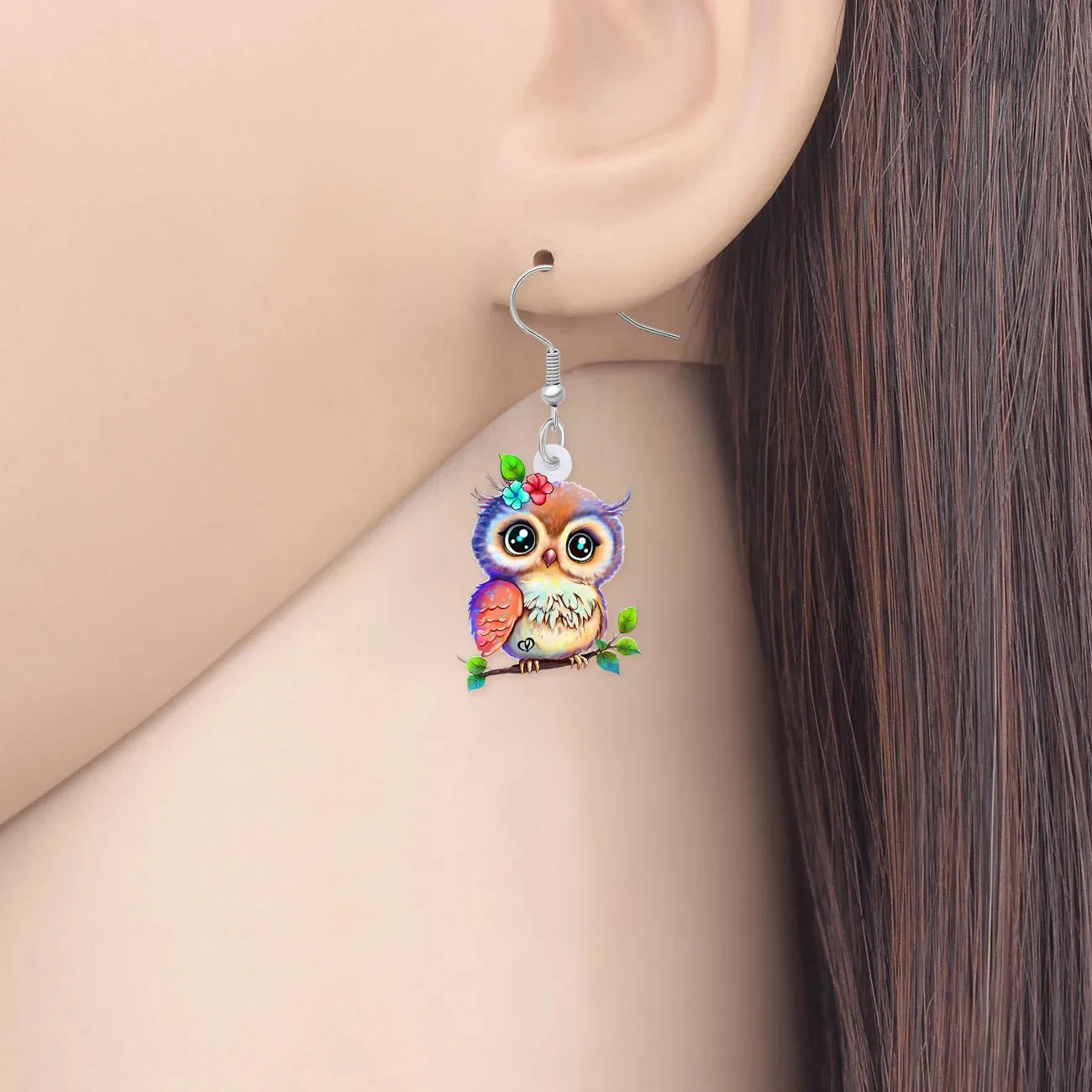 Wholesale Cute Owl Acrylic Earrings
