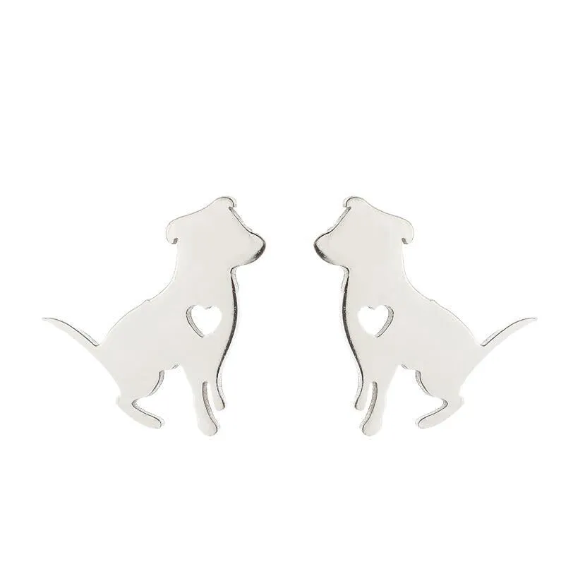 Wholesale Cute Puppy Stainless Steel Ear Studs