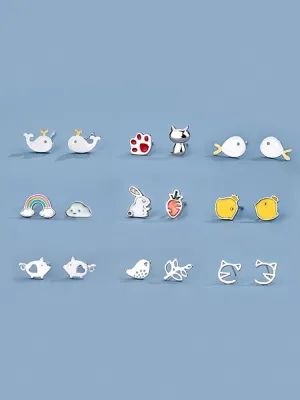 Wholesale Cute Rabbit 925 Sterling Silver Earrings