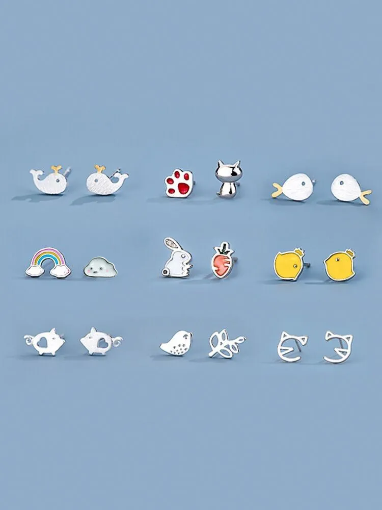 Wholesale Cute Rabbit 925 Sterling Silver Earrings