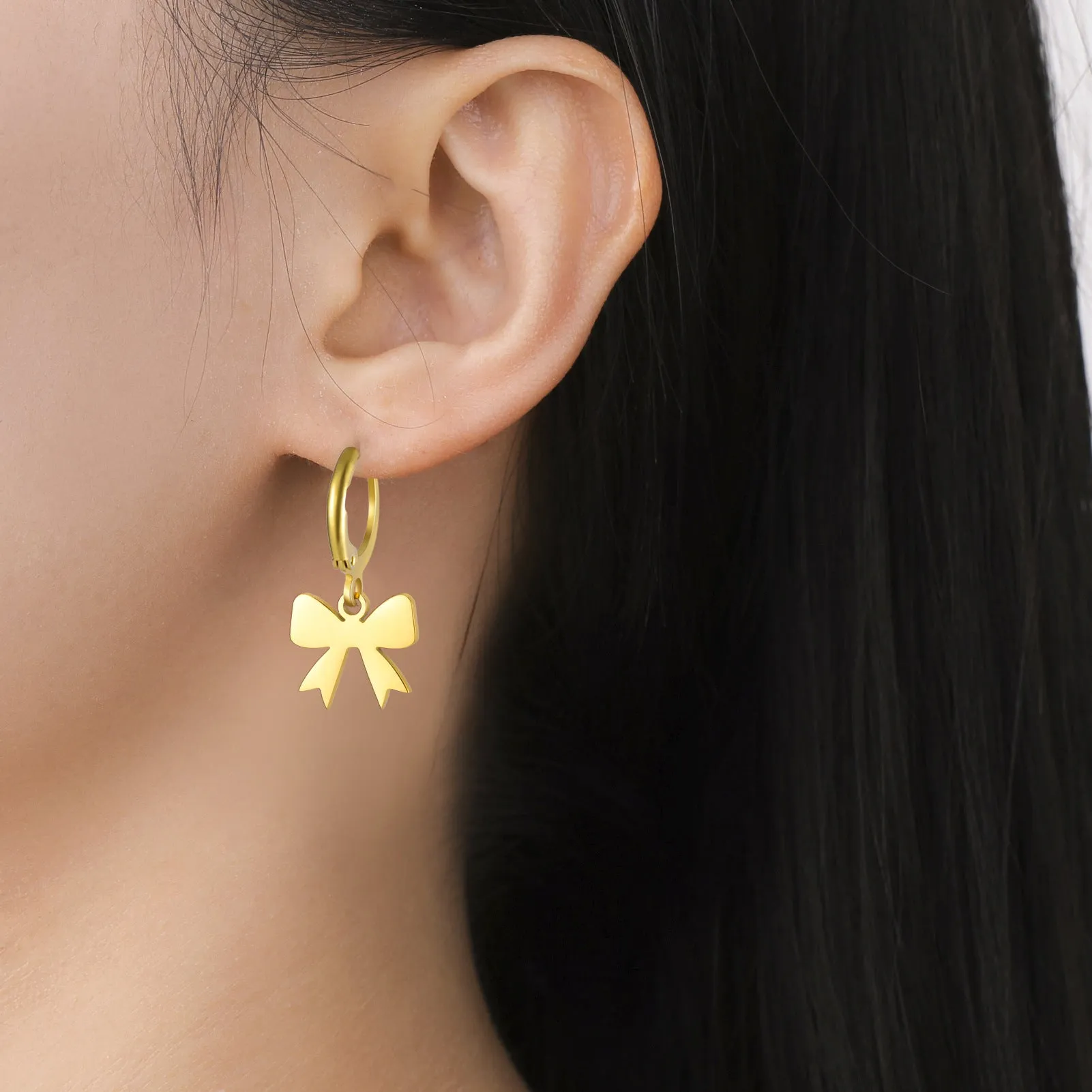 Wholesale Cute Small Bowknot Stainless Steel Women's Drop Earrings