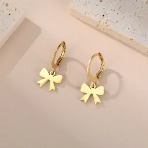 Wholesale Cute Small Bowknot Stainless Steel Women's Drop Earrings