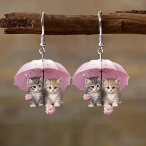 Wholesale Cute Umbrella Kitten Acrylic Earrings