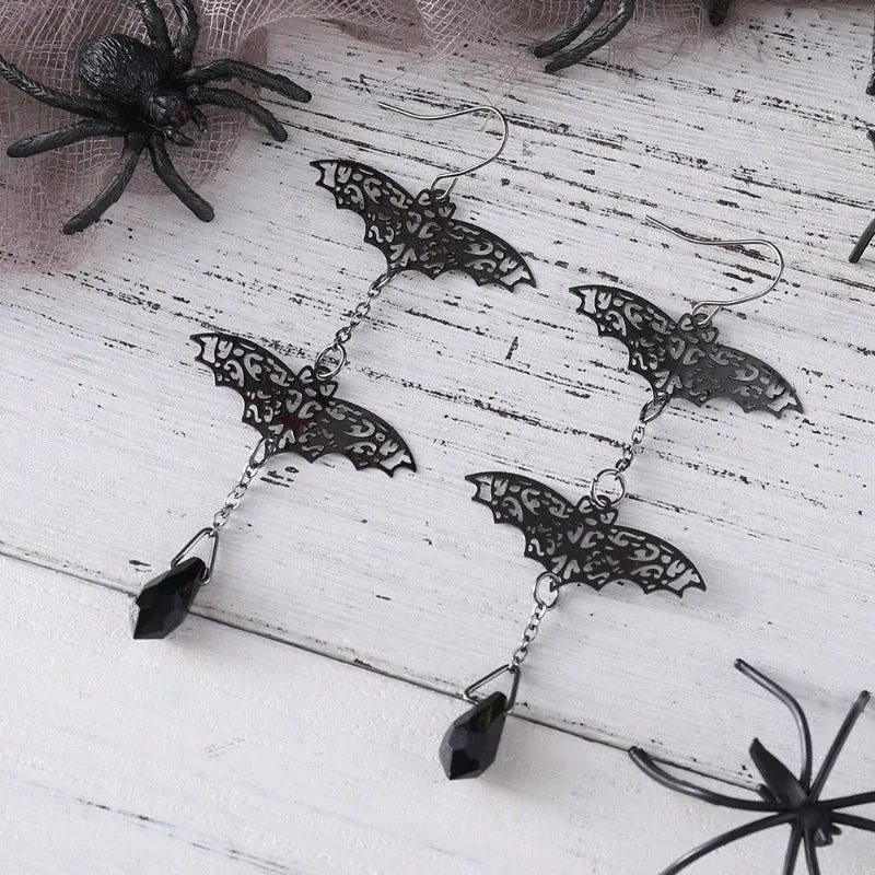 Wholesale Dark Gothic Bat Pendant Personality Exaggerated Tassel Earrings