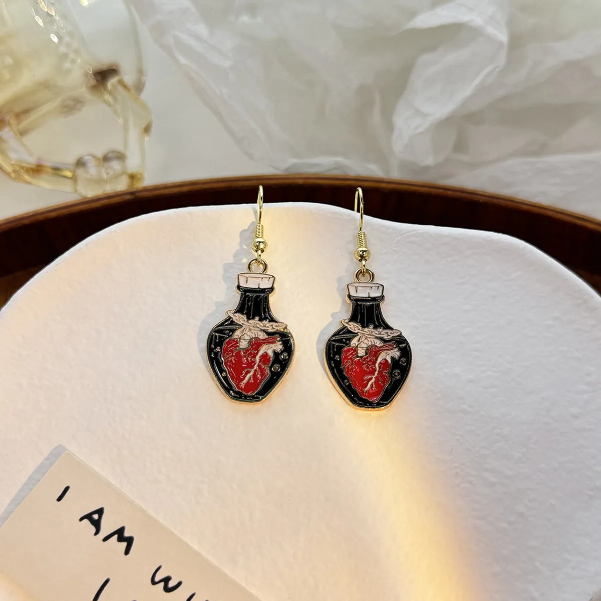 Wholesale Dark Personality Halloween Horror Funny Skull Bat Tombstone Rose Earrings