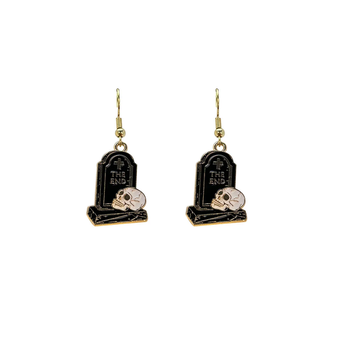 Wholesale Dark Personality Halloween Horror Funny Skull Bat Tombstone Rose Earrings