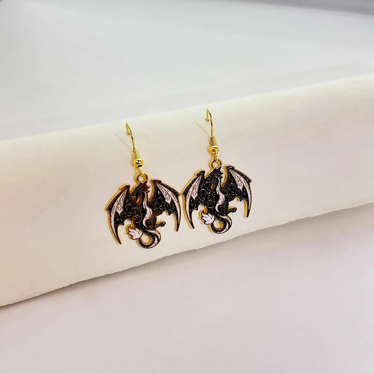 Wholesale Dark Style Cat Halloween Horror Funny Oil Drop Rose Phoenix Earrings