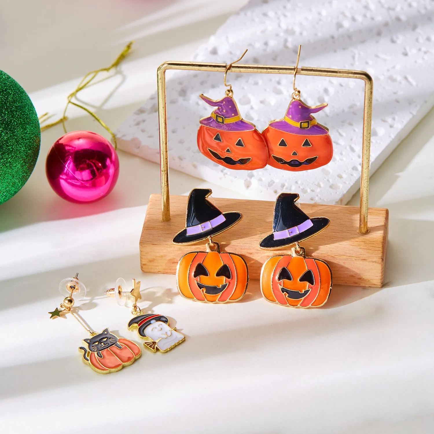 Wholesale Dark Style Halloween Skull Spider Skeleton Pumpkin Earrings