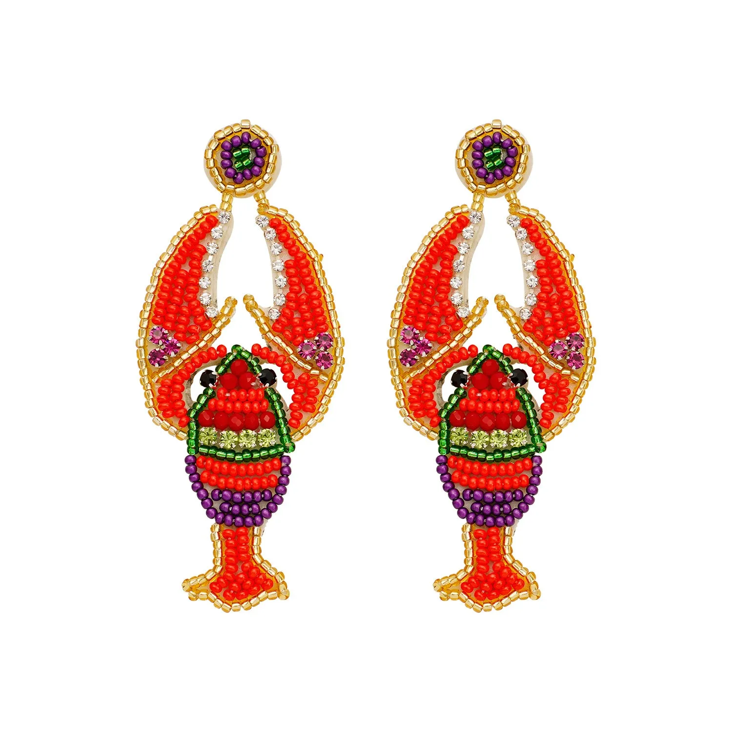 Wholesale Design Sense Lobster Rice Beads Earrings Light Luxury High-end Autumn and Winter Fashion Elegant Carnival Earrings