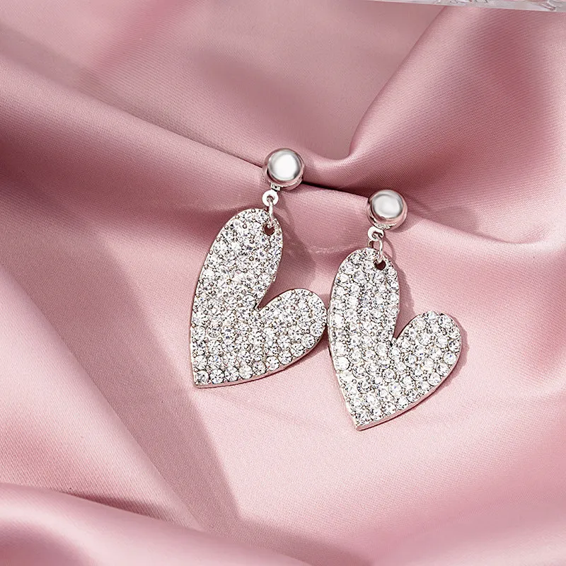 Wholesale Diamond Heart Alloy Ear Studs