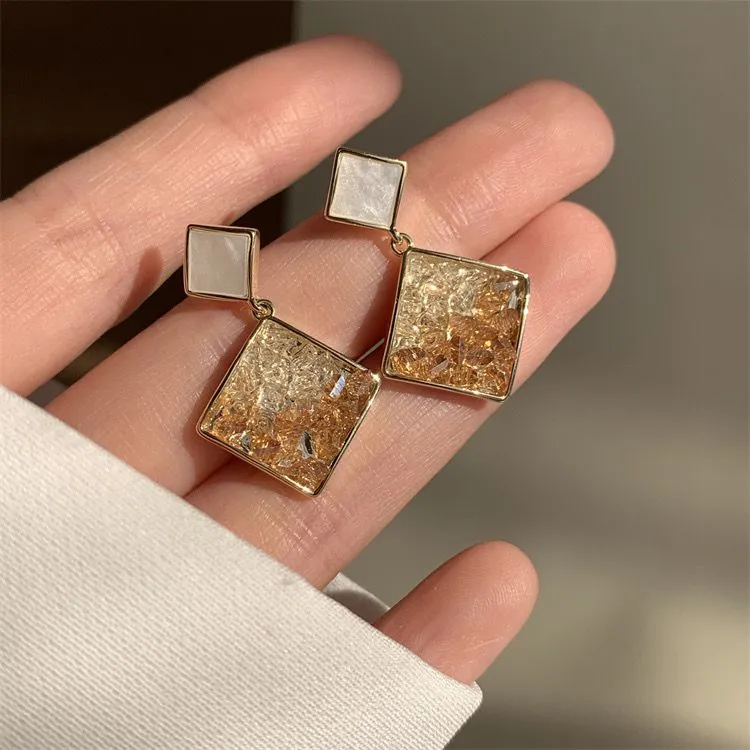 Wholesale Diamond Quicksand Gradient Color Non-pierced Ear Clip Earrings