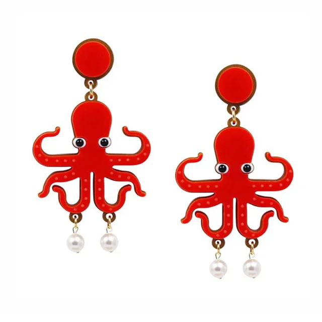 Wholesale Dinosaur Lobster Crab Goldfish Octopus Shark Frog Bee Parrot Koala Acrylic Earrings