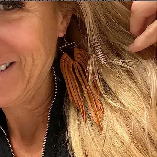 Wholesale Distinctive Tassel Western Style Leather Large Long Earrings