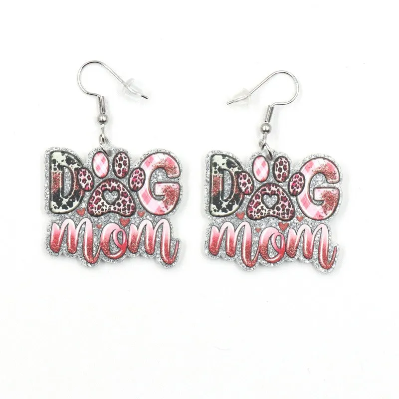 Wholesale Dog Mom Paw Print Mother's Day Acrylic Earrings