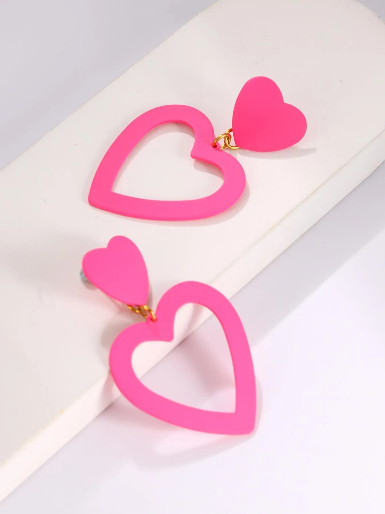 Wholesale Double Heart Earrings Pendant Heart Earrings Women Love Heart Pendant Earrings Valentine's Day Gift