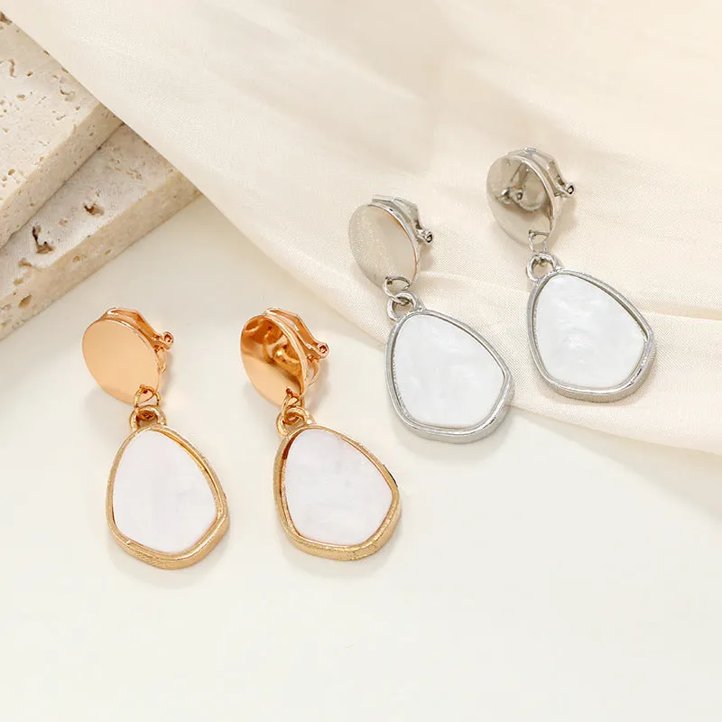 Wholesale Drop-shaped Geometric Disc Metal Clip Earrings