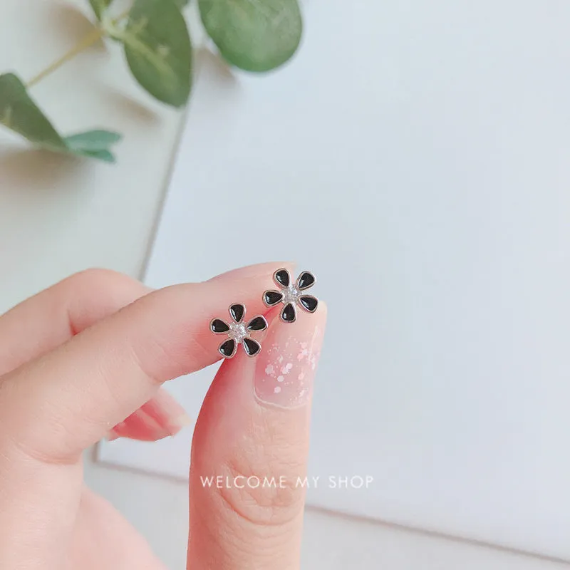 Wholesale Drops Oil Zircon Flowers 925 Sterling Silver Earrings