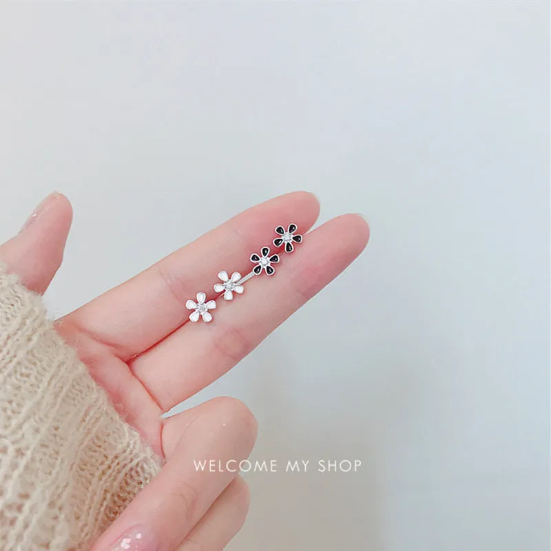 Wholesale Drops Oil Zircon Flowers 925 Sterling Silver Earrings