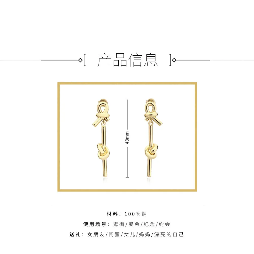 Wholesale Earrings elegant 2021 new creative knotted earrings retro valentine's day