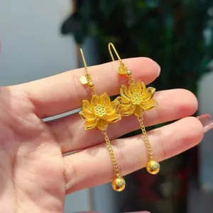 Wholesale Earrings in Sasha Gold for One Hundred Years Good Wedding Antique Gold-plated Earrings Valentine's Day Gift for Girlfriend