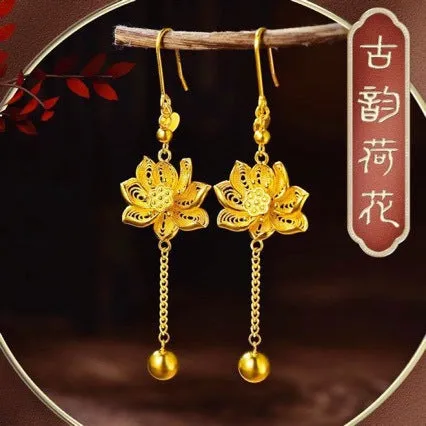 Wholesale Earrings in Sasha Gold for One Hundred Years Good Wedding Antique Gold-plated Earrings Valentine's Day Gift for Girlfriend