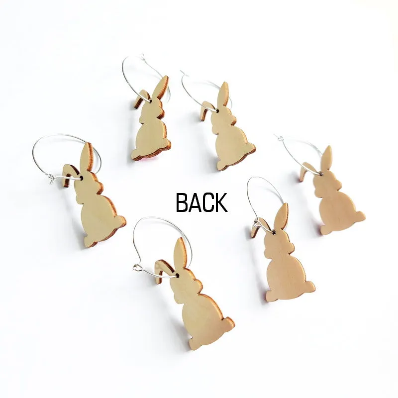 Wholesale Easter cute print spring flowers leopard print egg fur ball tail rabbit earrings