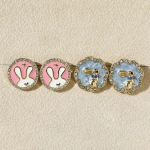Wholesale Easter Diamond rabbit blue glaze gorgeous ladies party earrings niche design all-match