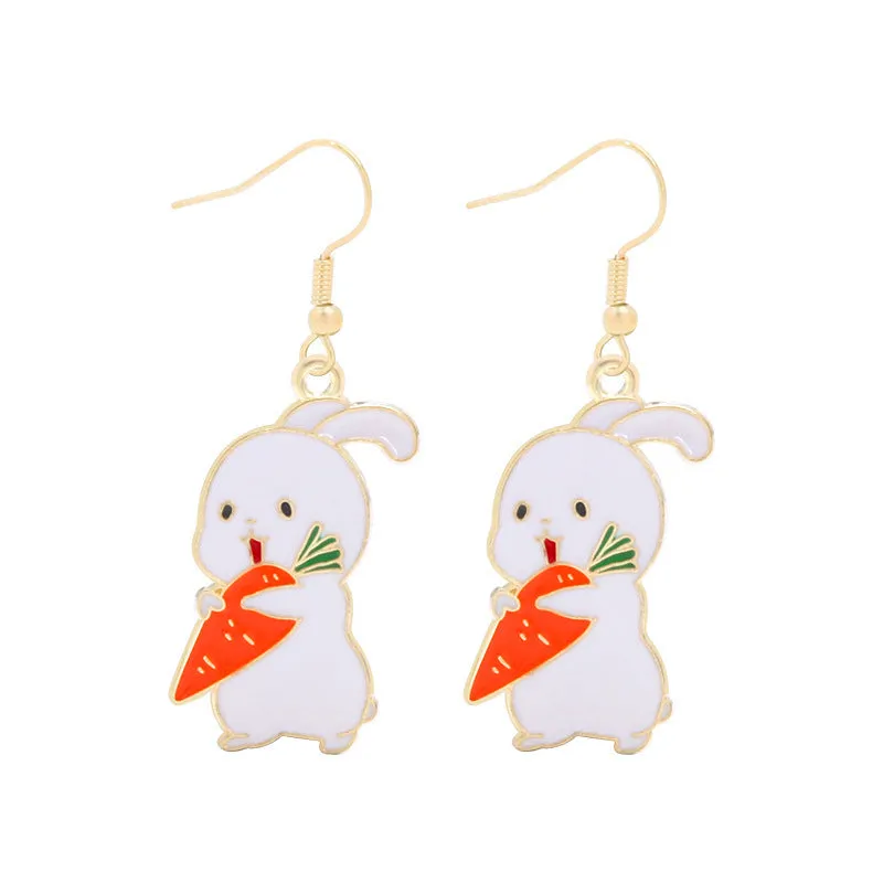 Wholesale Easter Egg Alloy Color Oil Dropping Wave Pendant Spring Carnival Party Earrings