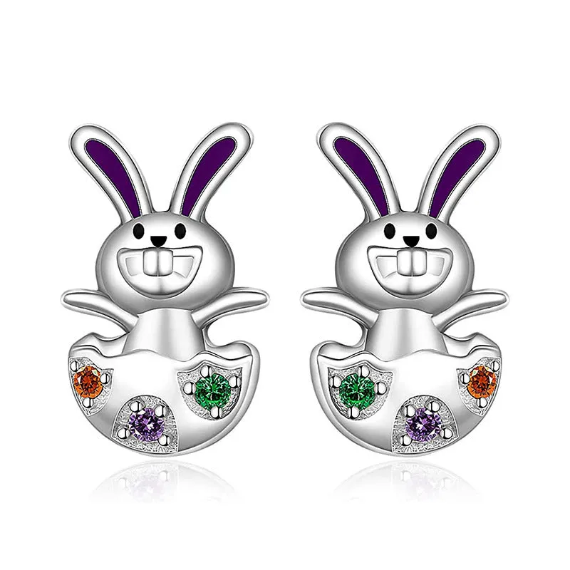 Wholesale Easter Egg Alloy Color Oil Dropping Wave Pendant Spring Carnival Party Earrings