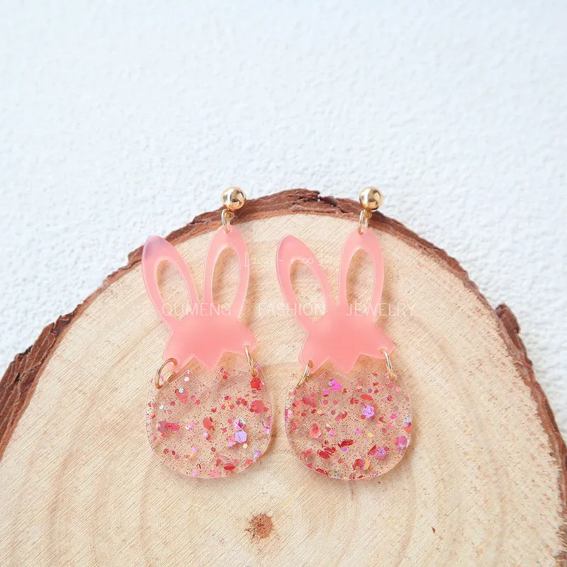 Wholesale Easter Egg Cute Rabbit Transparent Egg European and American Earrings