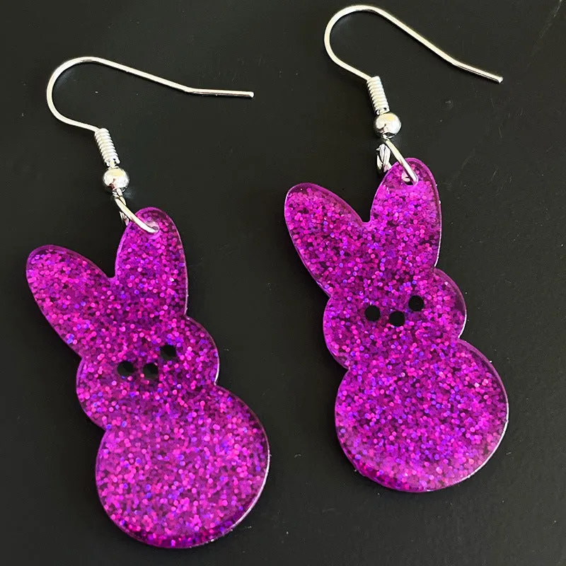 Wholesale Easter jewelry rabbit color shiny acrylic rainbow earrings
