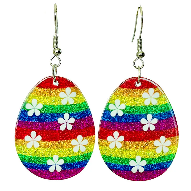 Wholesale Easter jewelry rabbit color shiny acrylic rainbow earrings