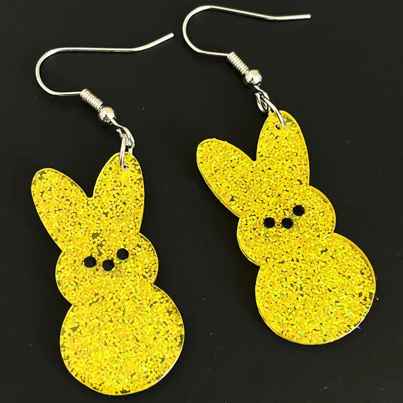 Wholesale Easter jewelry rabbit color shiny acrylic rainbow earrings