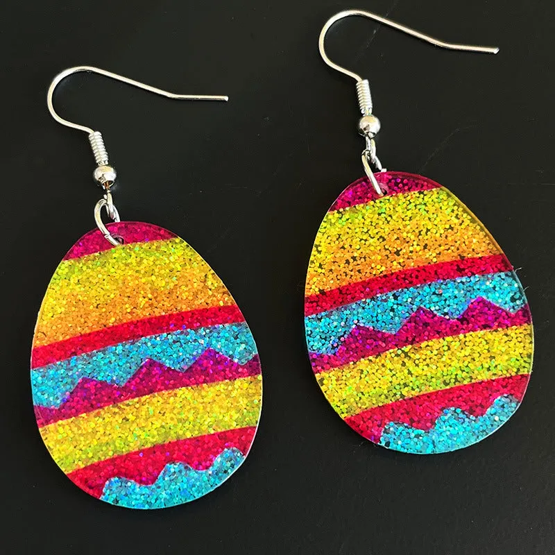 Wholesale Easter jewelry rabbit color shiny acrylic rainbow earrings