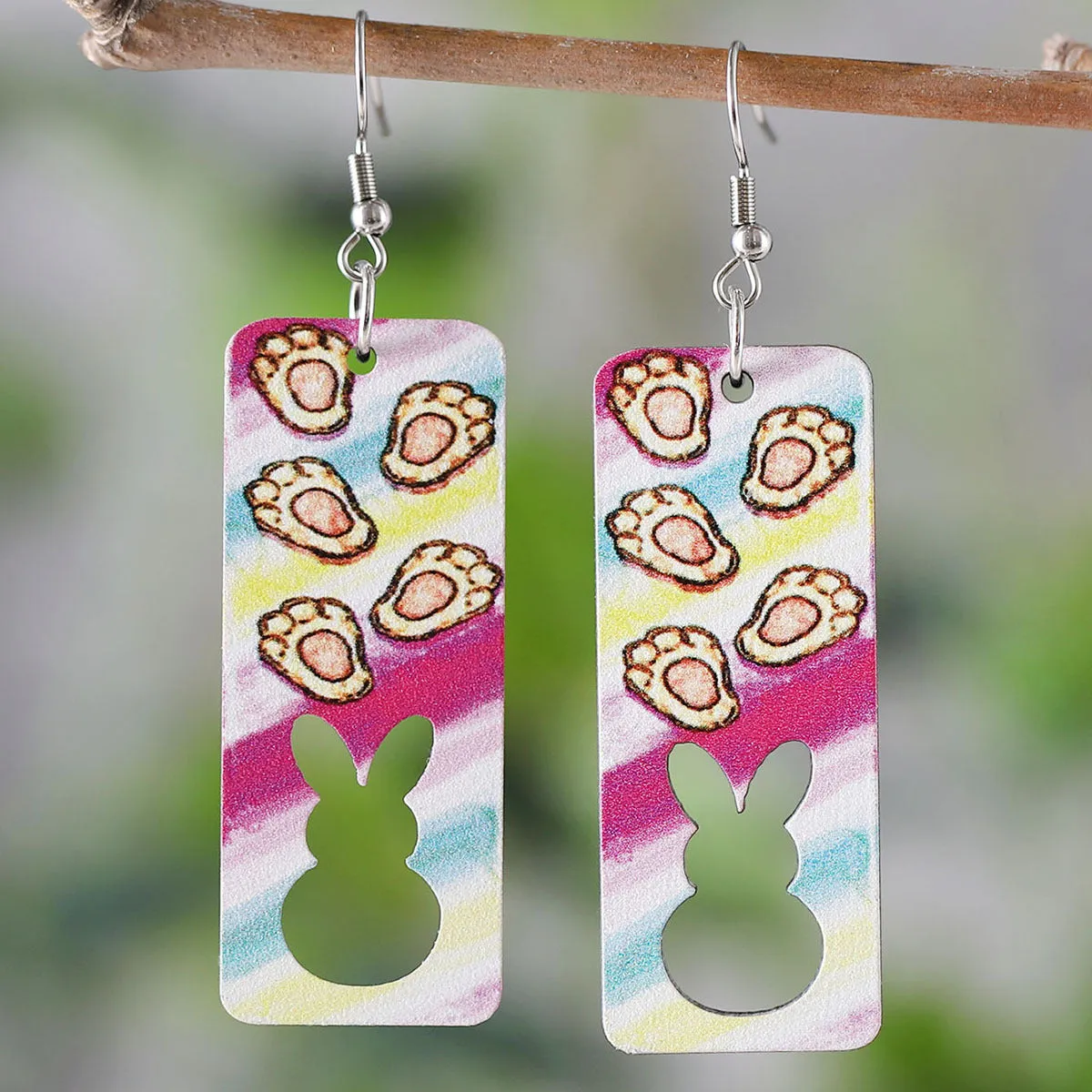 Wholesale Easter rabbit chicken striped egg carrot color hollow pendant double-sided earrings