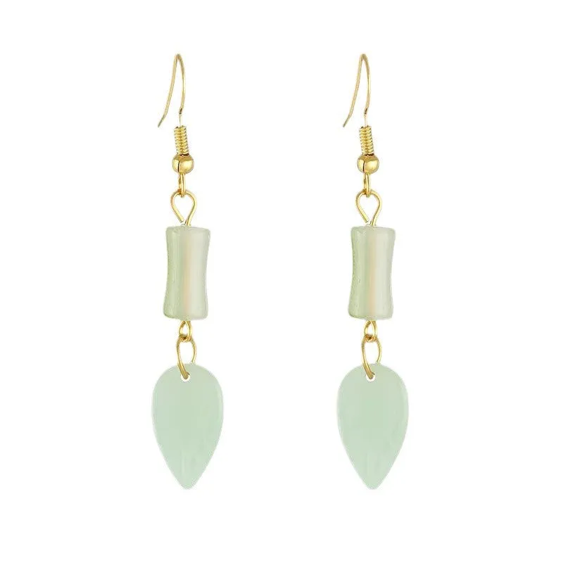 Wholesale Electroplated Ear Hook Long Gradient Bamboo Round Face Earrings