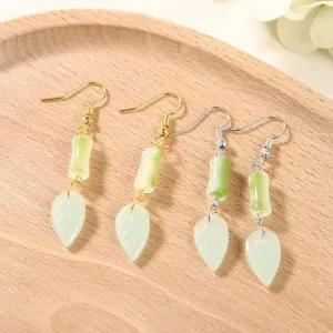 Wholesale Electroplated Ear Hook Long Gradient Bamboo Round Face Earrings