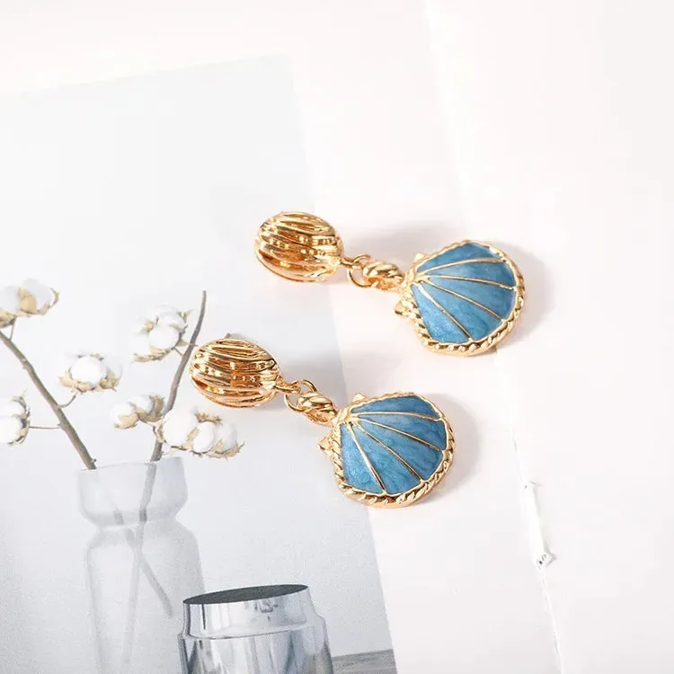 Wholesale Electroplating Retro Ocean Style Shell Earrings